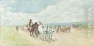 Bauerntreck In Weiter Sommerlicher Landschaft. by Nicolae Grigorescu