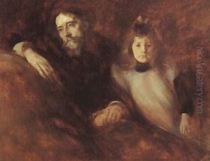 Alphonse Daudet and his Daughter 1890 by Eugene Carriere