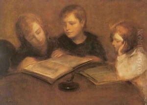 Girls Reading by Eugene Carriere