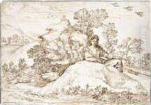 Landscape With A Woman Seated On A Rock