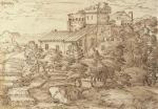An Extensive Wooded Landscape With Fortified Farm Buildings - view 1