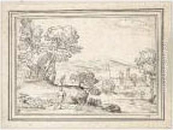 Panoramic River Landscape, With Monastic Buildings In The Middle Distance - view 1