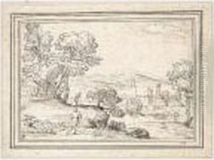 Panoramic River Landscape, With Monastic Buildings In The Middle Distance