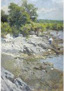 Pescatori Sulla Costa Istriana by Guido Grimani