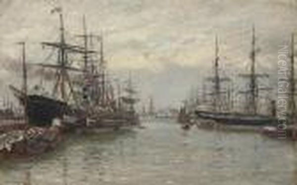 A Bustling Scandinavian Harbour, With The Steamer - view 1
