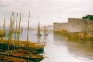 Havneparti 1902 by Johannes Martin Grimelund