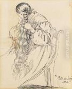 Marie Grimm Beim Haareflechten by Ludwig Emil Grimm