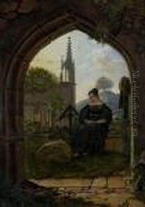 Trauerndes Madchen Auf Einem