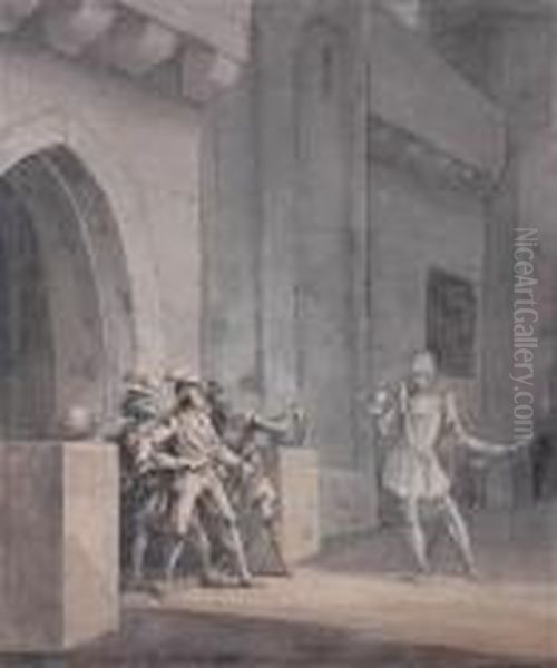 Four Figures In A Castle Interior - view 1