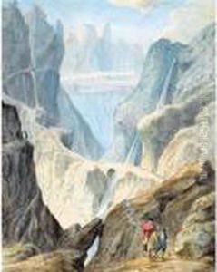 The Schollenen Gorge And The Devil's Bridge Between Glarus And The Grisons, Switzerland by Samuel Hieronymus Grimm