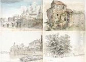 An Album Of Drawings And Watercolours Of French And London Views