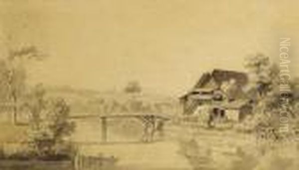 A Cottage And Small Bridge In A Landscape - view 1