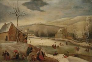 A Winter Landscape With The Holy Family