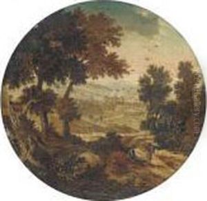 A Landscape With Travellers At Rest On A Wooded Track by Abel Grimmer