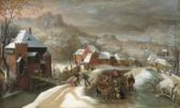 A Winter Landscape With Soldiers In A Village - view 1