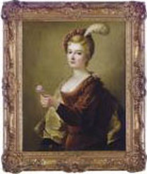 Portrait Of A Lady, 
Traditionally Identified As Mademoiselle Dumesnil, Half-length, In A 
Brown Dress And Hat, Holding A Rose - view 1