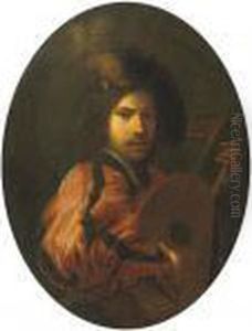 A Young Gentleman Playing A Lute