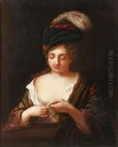 Jeune Femme Au Chapeau A Plume