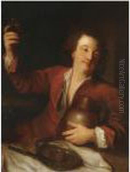 An Interior With A Man Brandishing A Beer Glass - view 1