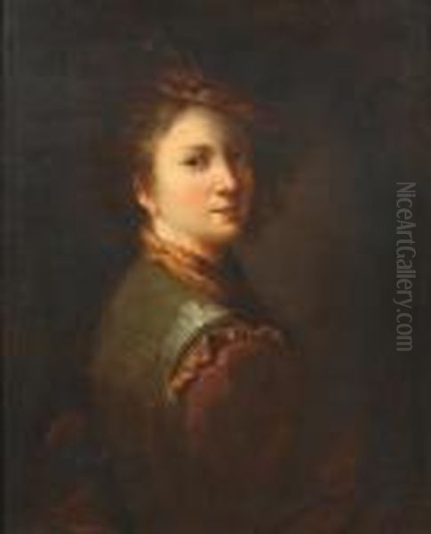 Portrait Of A Young Boy, Bust-length, In A Crimson Shirt And A Breastplate - view 1