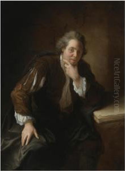 Portrait Of A Contemplative 
Gentleman, Said To Be A Huguenot, Resting His Arm On An Open Book - view 1