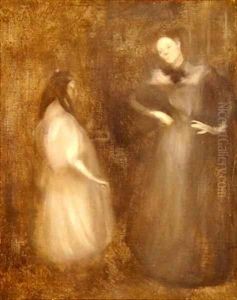 Mother and daughter the violin lesson by Eugene Carriere