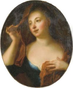 Portrait De Femme Au Voile Rouge by Jean-Alexis Grimou