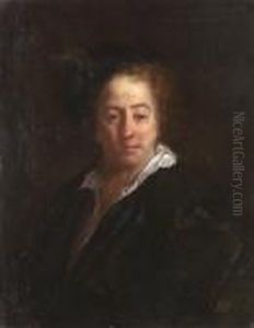Portrait Of A Gentleman,
Bust-length, In A Black Coat With A White Chemise And A Black Feathered
Hat by Jean-Alexis Grimou