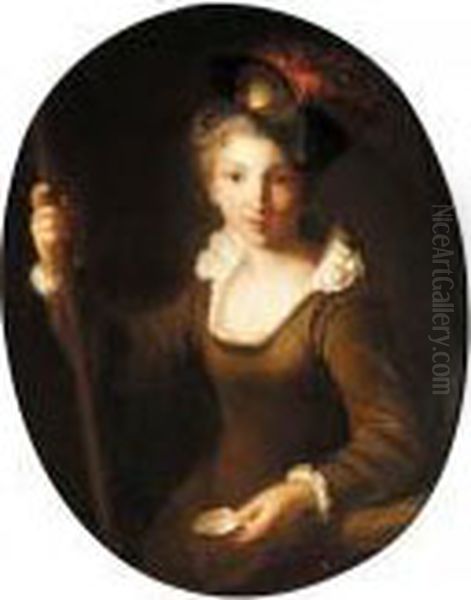 A Portrait Of A Young Pilgrim Holding A Staff And A Scallop Shell - view 1
