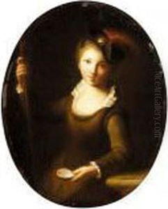 A Portrait Of A Young Pilgrim, Half Length, Holding A Scallop Shell And A Staff