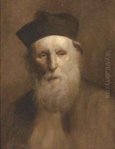 Portrait of a priest, bust-length, in traditional hat and robes