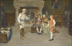 La Lecon D'escrime Devant Les Grand-parents by Francois Adolphe Grison