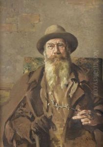 Bartiger Mann Mit Pfeife