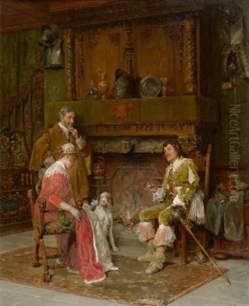 Conversation At The Fireplace. - view 1