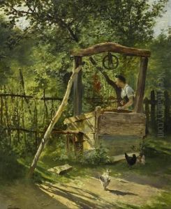 Jeune Paysanne Au Puits by Francois Adolphe Grison