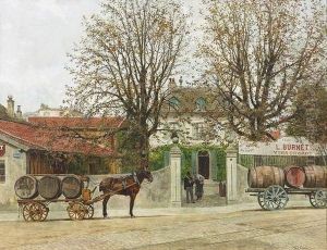 La Rue De La Mairie Aux Eaux-vives. by Francois Adolphe Grison