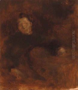 Jeune femme accoudee by Eugene Carriere