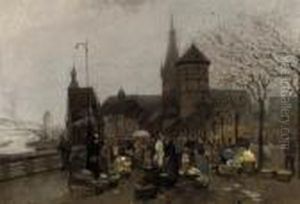 A Market Day In A German Town by German Grobe