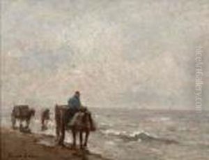 Schelpenvissers Op Het Strand Bij Katwijk