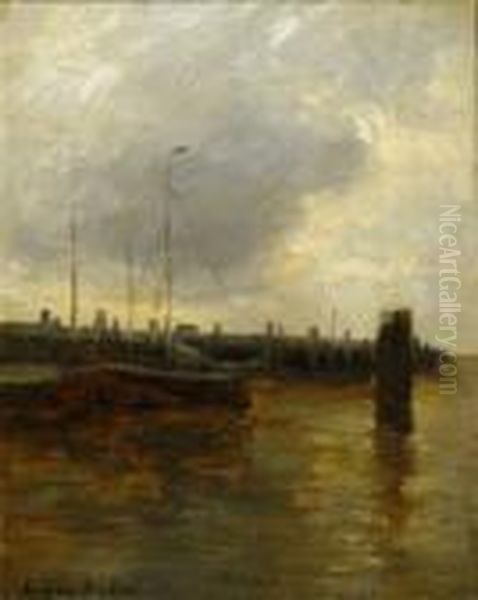 Fishing Cutter By The Mole. Signed Lower Left: German Grobe - view 1