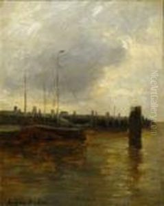 Fishing Cutter By The Mole. Signed Lower Left: German Grobe
