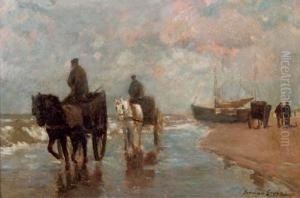 A Shell Fisher In The Surf by German Grobe