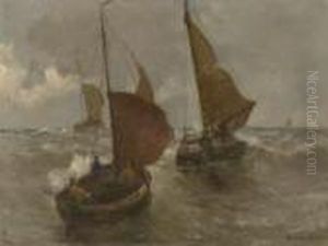 Fischerboote Auf Bewegter See