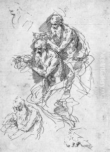 Three studies for a Saint Jerome, with two other heads by Donato Creti