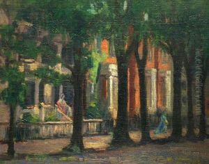Tree-lined Street Scene by Albert Lorey Groll