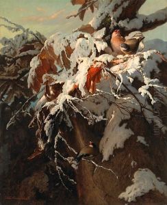 Songbirds In The Snow by Theude Gronland