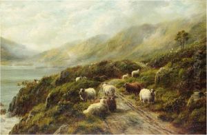 Sheep By A Loch by William Henry Charles Groome