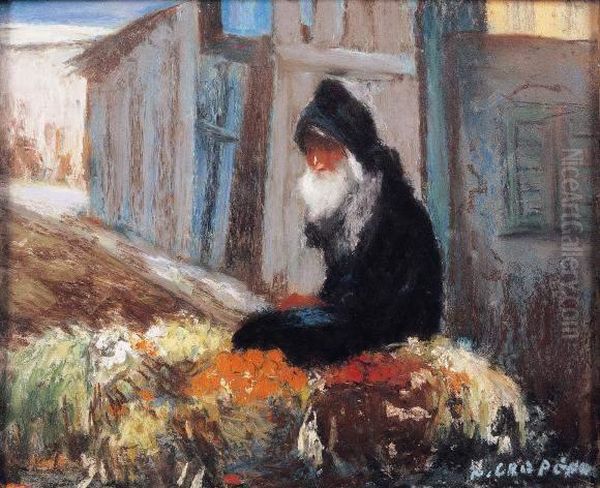 Homme A La Barbe Blanche Vendant Des Fleurs - view 1
