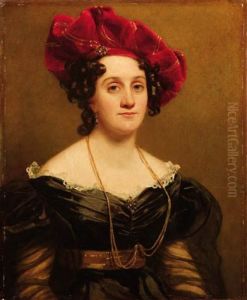 Ritratto Femminile In Veste Nera E Cappello Rosso by Antoine-Jean Gros