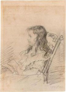 Portrait Of A Young Girl, Sitting In A Chair With A Book In Her Hand